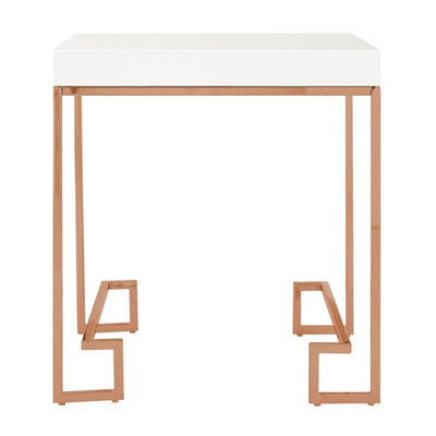 Orsina Contemporary Rose Gold Angled Legs End Table, Versatile Sitting Room Side Table, Sturdy Lounge Side Table - image 1