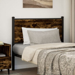Berkfield Headboard Smoked Oak 107 Cm Engineered Wood And Steel - thumbnail 2