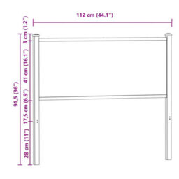 Berkfield Headboard Smoked Oak 107 Cm Engineered Wood And Steel - thumbnail 7