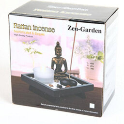 London Boutique Thai Sitting Buddha Ornament Statue Candle Holders Natural Stone Rattan Incense Gift Set (Sitting Budha Hd38) - thumbnail 2
