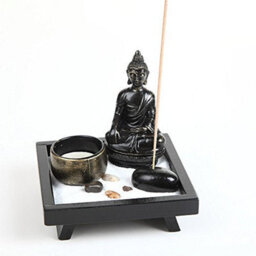London Boutique Thai Sitting Buddha Ornament Statue Candle Holders Natural Stone Rattan Incense Gift Set (Sitting Budha Hd38) - thumbnail 4