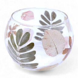 Serenityy Natural Floral Glass Bowl Candle Holder Primavera - Handcrafted Recycled Glass - Approx. 8X10Cm - thumbnail 5