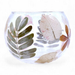 Serenityy Natural Floral Glass Bowl Candle Holder Primavera - Handcrafted Recycled Glass - Approx. 8X10Cm - thumbnail 9