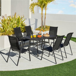 Yaheetech Black Set Of 2 Outdoor Stackable Dining Chairs With Backrest And Armrests - thumbnail 1