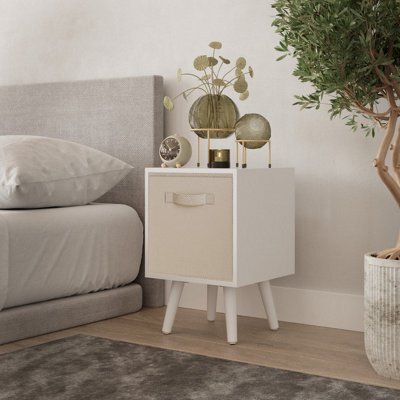 Urbn-Living Urbnliving 51Cm Height White Wooden Cube Storage Bookcase White Legs With Beige Inserts - image 1