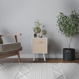 Urbn-Living Urbnliving 51Cm Height White Wooden Cube Storage Bookcase White Legs With Beige Inserts - thumbnail 2