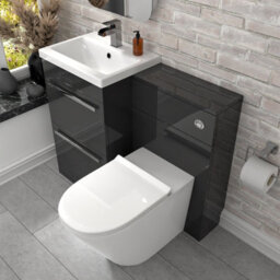 Nes Home 2 Drawers Dark Grey Basin Vanity, Wc Unit & Rimless Toilet - thumbnail 4