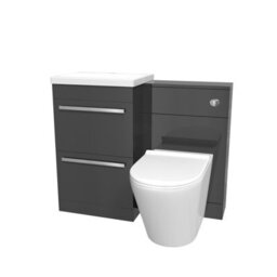 Nes Home 2 Drawers Dark Grey Basin Vanity, Wc Unit & Rimless Toilet - thumbnail 6