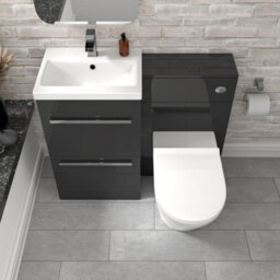 Nes Home 2 Drawers Dark Grey Basin Vanity, Wc Unit & Rimless Toilet - thumbnail 3