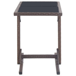 Berkfield Garden Table Brown 110X53X72 Cm Glass And Poly Rattan - thumbnail 3