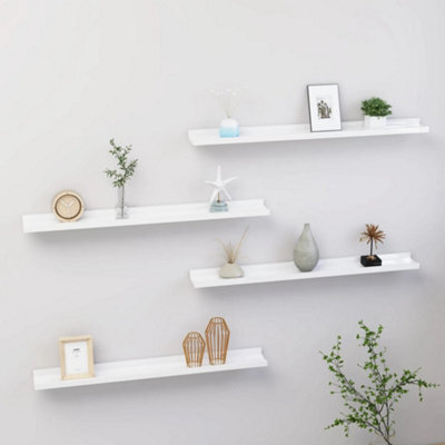 Vidaxl Wall Shelves 4 Pcs High Gloss White 80X9X3 Cm - image 1