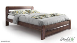 Nodax King Bed Frame, F1, Solid Pine Wood, Easy Assembly, Sturdy Slats & Extra Support Legs, 5Ft, Walnut Finish - thumbnail 3