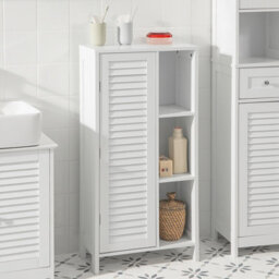Sobuy Bzr39-W, Bathroom Storage Cabinet Cupboard With 3 Shelves And 1 Shutter Door,white,w48Xd24Xh96 - thumbnail 2