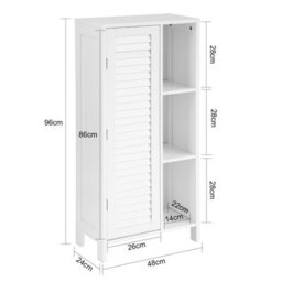 Sobuy Bzr39-W, Bathroom Storage Cabinet Cupboard With 3 Shelves And 1 Shutter Door,white,w48Xd24Xh96 - thumbnail 3