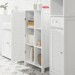 Sobuy Bzr39-W, Bathroom Storage Cabinet Cupboard With 3 Shelves And 1 Shutter Door,white,w48Xd24Xh96 - thumbnail 7