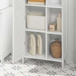 Sobuy Bzr39-W, Bathroom Storage Cabinet Cupboard With 3 Shelves And 1 Shutter Door,white,w48Xd24Xh96 - thumbnail 5