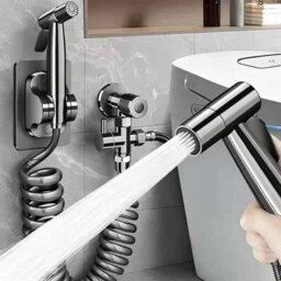 Toilet Sprayer Gun, Handheld Bidet Sprayer, Bathroom Connector Set, Grey - thumbnail 4