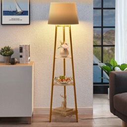 Luvodi Tripod Shelved Gold Led Floor Lamp Marble Shelves Lamp Reading Light 160Cm - thumbnail 1