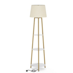 Luvodi Tripod Shelved Gold Led Floor Lamp Marble Shelves Lamp Reading Light 160Cm - thumbnail 3