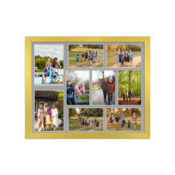 AK Frames 20X16 Gold Sleek Multi Photo Frame With Silver Mount - Holds 9 Apertures (2X) 7X5, (7X) 6X4 Photos