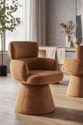 Fmd Furniture Zuno Ceramic Sculpted Swivel Dining Chair With Curved Arms - thumbnail 2