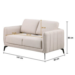 More4Homes Oslo Modern Scandi Style Fabric Living Room 2 Seater Sofa (Beige) - thumbnail 9