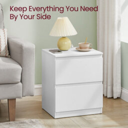 LEDREM Set Of 2 Nightstands With Charging Station, Bedside Tables With Drawers, Side End Tables, For Bedroom, White - thumbnail 6