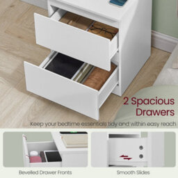 LEDREM Set Of 2 Nightstands With Charging Station, Bedside Tables With Drawers, Side End Tables, For Bedroom, White - thumbnail 4