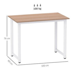 Computer Desk Writing Table 100 X 60 X 76Cm Workstation Home Office Study White - thumbnail 2
