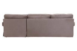 Orsina Three Seat Mink Velvet Chaise Sofa, Plush Mink Velvet Upholstery With Wooden Base, Padded Key Style Arms - thumbnail 4