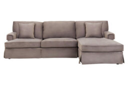 Orsina Three Seat Mink Velvet Chaise Sofa, Plush Mink Velvet Upholstery With Wooden Base, Padded Key Style Arms - thumbnail 5