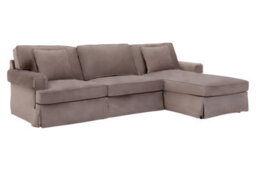Orsina Three Seat Mink Velvet Chaise Sofa, Plush Mink Velvet Upholstery With Wooden Base, Padded Key Style Arms - thumbnail 2
