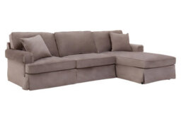Orsina Three Seat Mink Velvet Chaise Sofa, Plush Mink Velvet Upholstery With Wooden Base, Padded Key Style Arms - thumbnail 3