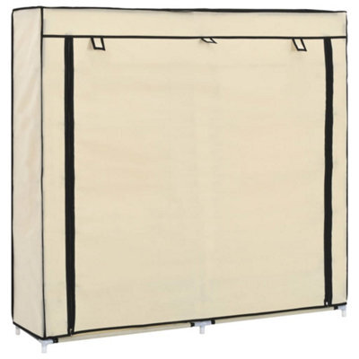 Berkfield Shoe Cabinet With Cover Cream 115X28X110 Cm Fabric - image 1
