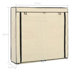 Berkfield Shoe Cabinet With Cover Cream 115X28X110 Cm Fabric - thumbnail 8