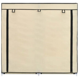 Berkfield Shoe Cabinet With Cover Cream 115X28X110 Cm Fabric - thumbnail 4