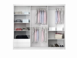Arte White Matt Sliding Wardrobe 250Cm With Mirror - Crisp, Clean, And Organized - thumbnail 2