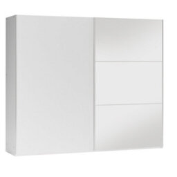 Arte White Matt Sliding Wardrobe 250Cm With Mirror - Crisp, Clean, And Organized - thumbnail 3