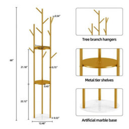 Heavy Duty Marble Coat Rack Stand Tall Clothes Rail Hangers Bedroom Office Hall - thumbnail 3