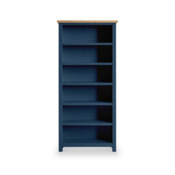Farro Navy Blue 6 Tier Large Bookcase - Painted With Oak Top - By Roseland Furniture - thumbnail 3
