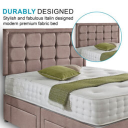 Dining Tables Dallas Matching Headboard Divan Set, 2 Drawer On Same Side With Sprung 1500 Comfort Mattress - Plush Dusty Pink - King - thumbnail 3