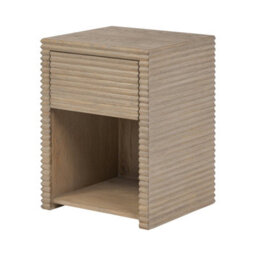 Wyld Haus Mandarina Weathered Oak Ribbed Bedside Table 1 Drawer - thumbnail 3