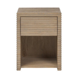 Wyld Haus Mandarina Weathered Oak Ribbed Bedside Table 1 Drawer - thumbnail 2