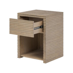 Wyld Haus Mandarina Weathered Oak Ribbed Bedside Table 1 Drawer - thumbnail 4