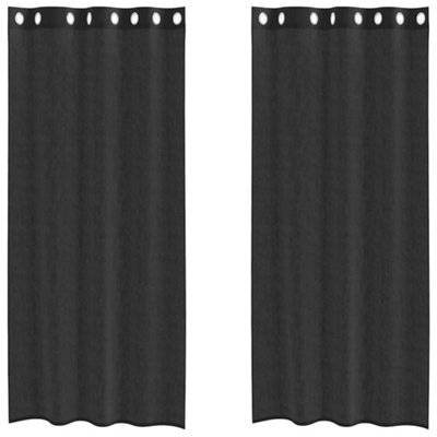 Berkfield Durable Voile Curtains With Grommets 2 Pcs Black 140X225 Cm