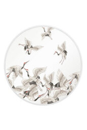 Mirroroutlet The Typis White Metal Edged Circular Garden Wall Mirror With Stork Decals 80Cm Diameter - thumbnail 2