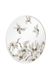 Mirroroutlet The Typis White Metal Edged Circular Garden Wall Mirror With Stork Decals 80Cm Diameter - thumbnail 3