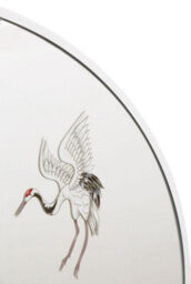 Mirroroutlet The Typis White Metal Edged Circular Garden Wall Mirror With Stork Decals 80Cm Diameter - thumbnail 4