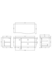 Balterley Gentleshaw Contemporary 2 Drawer Right-Hand Wall Hung Vanity Unit With White Marble Worktop, 1000mm - thumbnail 2