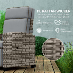 Outsunny Rattan Garden Recliner Sun Lounger W/ Flip Table, Mixed Grey/grey - thumbnail 5